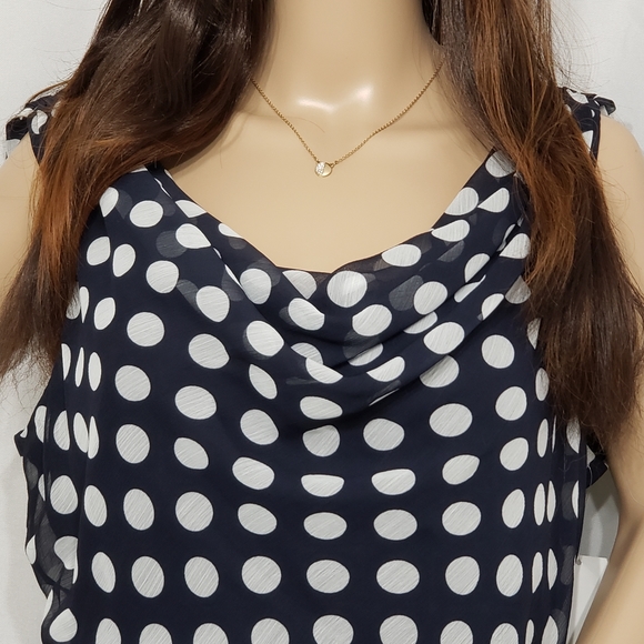 MSK Navy Midi Dress with Lg White Polka Dots Sz 16 - Picture 5 of 8